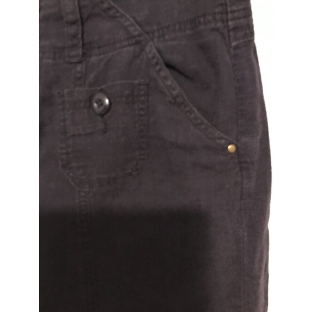 Anthro Hei Hei Linen Cargo Pants 4 Navy Cropped Drawstring - Picture 4 of 13